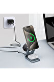 AirFlod 15W Wireless Kablosuz Şarj Standı Alüminyum Katlanabilir 3in1 iPhone-android-watch-airpods