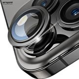 iPhone 15 Pro Kamera Lens Koruyucu Siyah Titanyum Kolay Uygulama Aparatlı
