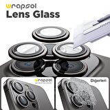 iPhone 15 Pro Kamera Lens Koruyucu Siyah Titanyum Kolay Uygulama Aparatlı