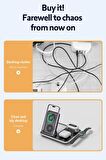 iPhone-android-watch-airpods Uyumlu 15W Hızlı Wireless Kablosuz Şarj Standı 4 in 1 Masaüstü İstasyon