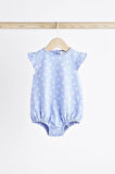 Next Baby % 100 Pamuklu Mavi Çiçek Desenli 4’lü Romper Set
