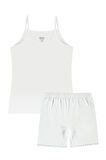 Öts Kız Çocuk İpaskı Atlet Boxer Ribana Beyaz (%100 Pamuk)