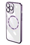 Apple iPhone 14 Pro Kılıf Kamera ve Lens Korumalı Magsafe Şeffaf Renkli Çerçeveli Sert PC Lüx Kapak