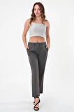 Kadın Antrasit Beli Lastikli Dar Kesim Pantolon
