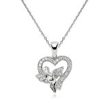925 Ayar Gümüş Melek Kalp Kadın Gümüş Kolye