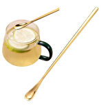 Perlotus 304 Çelik 19 cm Gold Renkli Kokteyl Kahve Latte Kaşığı 1 Adet