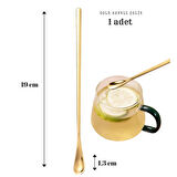 Perlotus 304 Çelik 19 cm Gold Renkli Kokteyl Kahve Latte Kaşığı 1 Adet