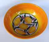 El Yapımı Limon Desenli 16x6,5 cm Seramik Kase