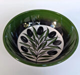 El Yapımı Zeytin Desenli 16x6,5 cm Seramik Kase