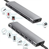 Coofbe 9in1 Type-C Hub Type-C to 4K 30hz HDMI 3.5mm TF USB 3.0 USB 2.0*2 SD TF Dönüştürücü Hub