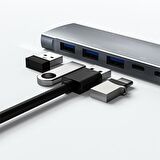 Coofbe 9in1 Type-C Hub Type-C to 4K 30hz HDMI 3.5mm TF USB 3.0 USB 2.0*2 SD TF Dönüştürücü Hub