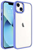 Apple iPhone 14 Plus Kılıf Ekran ve Kamera Çıkıntılı Kenarları Renkli Şeffaf Kapak