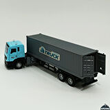 Oyuncak Metal Kasa Kapıları Açılan Çek Bırak Dorseli Model Çekici Tır Die-Cast 25 Cm Mavi