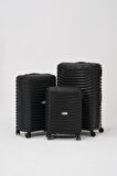 Keo-Plus Siyah 3 lü Set Silikon Kırılmaz PP Valiz