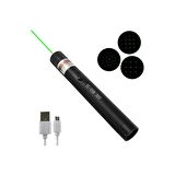 Yeni Nesil Micro USB Şarjlı Güçlü Yeşil Lazer Pointer Siyah Metal Kasa 2023 Model