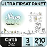 Sleepy Bio Natural Premium Plus Ultra Fırsat Paketi Bebek Bezi 3 Numara Midi 210 Adet
