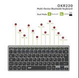 Acer OKR220 Siyah MultiDevice Dual Mode 2.4GHZ Bluetooth Klavye (Smart Tv)(Android) 