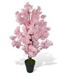 Yapay Ağaç Bahardalı Ağacı Pembe Japon Kiraz Çiçeği Sakura Çiçeği 80cm Siyah Plastik Saksılı