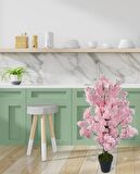 Yapay Ağaç Bahardalı Ağacı Pembe Japon Kiraz Çiçeği Sakura Çiçeği 80cm Siyah Plastik Saksılı