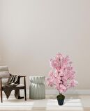 Yapay Ağaç Bahardalı Ağacı Pembe Japon Kiraz Çiçeği Sakura Çiçeği 80cm Siyah Plastik Saksılı