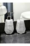 Marble Serisi Mermer Desenli 2'li Banyo Set
