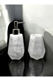 Marble Serisi Mermer Desenli 2'li Banyo Set