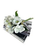 Yapay Çiçek Manolya Letex Eva Magnolia 33cm Pudra Uçuk Mavi