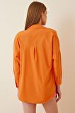 Kadın Oranj Oversize Uzun Basic Gömlek HZL22W-BD139001