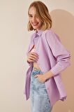 Kadın Açık Lila Oversize Uzun Basic Gömlek  HZL22W-BD139001