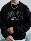 Brooklyn 1898 New York Prints Erkek Kapüşonlu Üst Sonbahar Bisiklet Yaka Tişörtü Temel Polar
