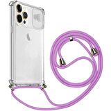 Apple iPhone 12 ProMax İp Askılı Şeffaf Kamera Korumalı Kılıf