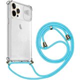 Apple iPhone 12 ProMax İp Askılı Şeffaf Kamera Korumalı Kılıf