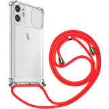 Apple iPhone 12 İp Askılı Şeffaf Kamera Korumalı Kılıf