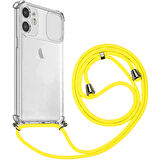 Apple iPhone 12 İp Askılı Şeffaf Kamera Korumalı Kılıf