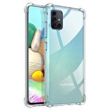 Samsung Galaxy A71 Shock Absorbing Darbe Emicili Şeffaf Silikon Kılıf