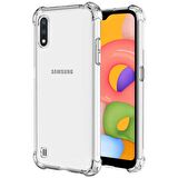 Samsung Galaxy A01 Shock Absorbing Darbe Emicili Şeffaf Silikon Kılıf