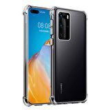 Huawei P40 Pro Shock Absorbing Darbe Emicili Şeffaf Silikon Kılıf