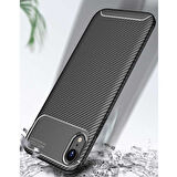 Apple iPhone XR Karbon Desenli Negro Silikon Kılıf