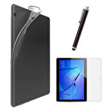 Huawei MediaPad T5 10,1 inç Uyumlu Şeffaf Kılıf Cam Kalem Set