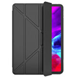 Apple iPad Air 5 Nesil Uyumlu A2588 A2589 A2591 Smart Cover Üçgen Stand Arkası Şeffaf Tablet Kılıfı
