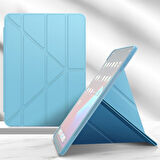 Apple iPad Air 5 Nesil Uyumlu A2588 A2589 A2591 Smart Cover Üçgen Stand Arkası Şeffaf Tablet Kılıfı
