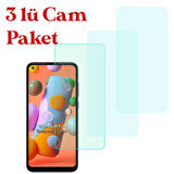 Samsung Galaxy A11 / M11 / A60 Uyumlu Temperli Kırılmaz Cam Ekran Koruyucu 3 lü Set