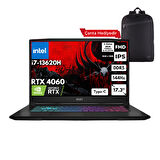 MSI KATANA 17 i7-13620H 48 -GBDDR5 1 TBSSD RTX4060 (8GB-105W) 17.3" FHD 144Hz Windows 11 Pro + Sırt Çantası B13VFK-1037XTRHMF16