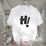 Hi Baskılı Beyaz Oversize Erkek Tshirt
