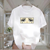 Ağlayan Göz Baskılı Beyaz Oversize Erkek Tshirt
