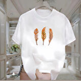 3 Leaf Baskılı Beyaz Oversize Erkek Tshirt