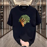 Hand Money Baskılı Siyah Oversize Erkek Tshirt