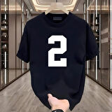 2 Baskılı Siyah Oversize Erkek Tshirt