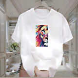 Aslan Baskılı Beyaz Oversize Erkek Tshirt