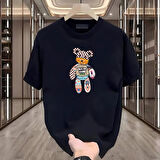 Mind Bear Baskılı Siyah Oversize Erkek Tshirt